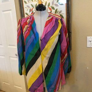 Vintage L.Magnin striped cotton openfront beach cover